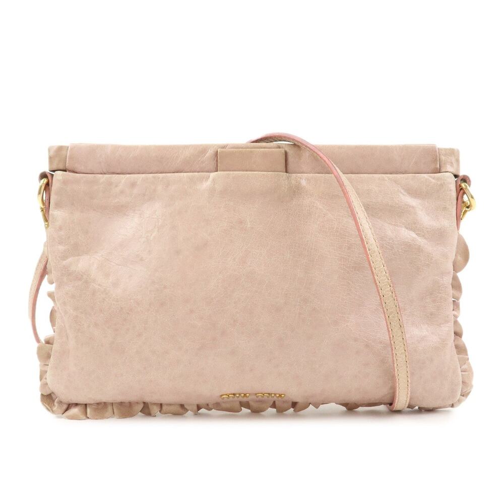 Miu Miu Logo Frilled Calfskin Crossbody Bag Pink